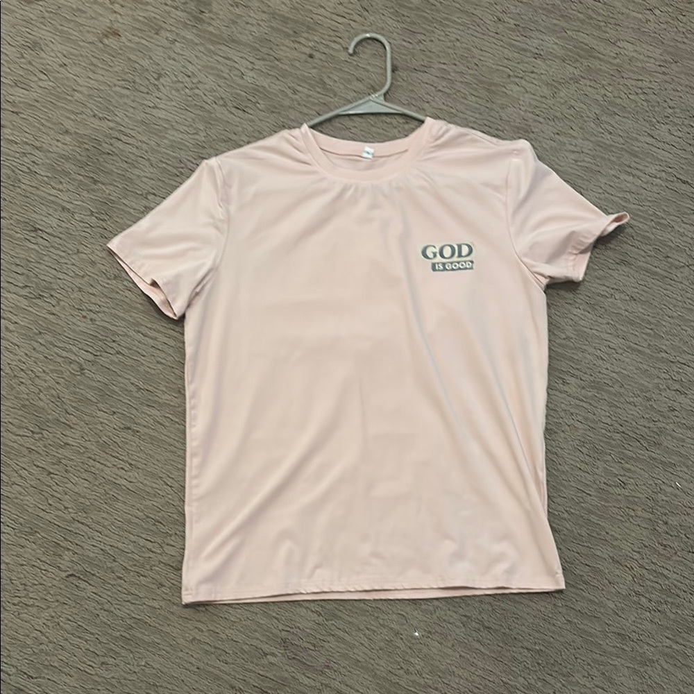 Pink T-Shirt with 'God is Good' Print
